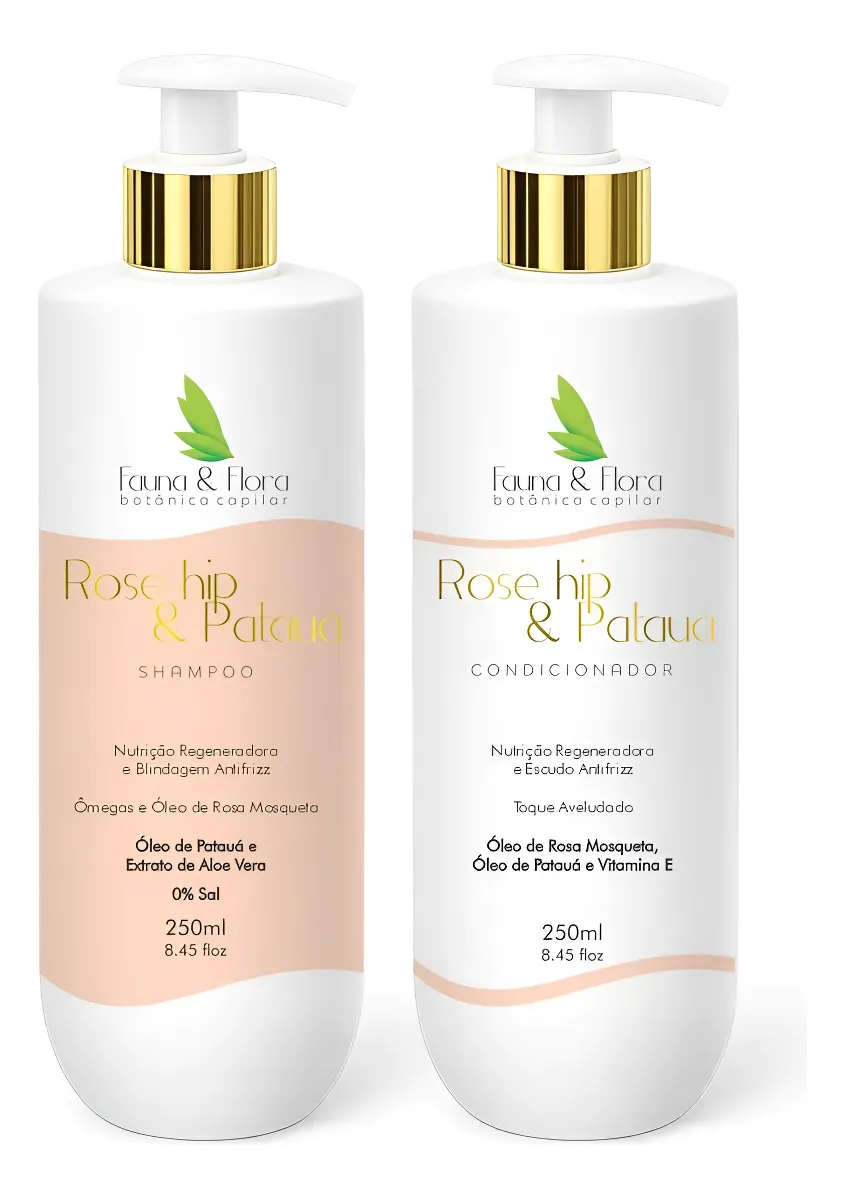 Frascos translúcidos da linha Rose Hip & Patauá