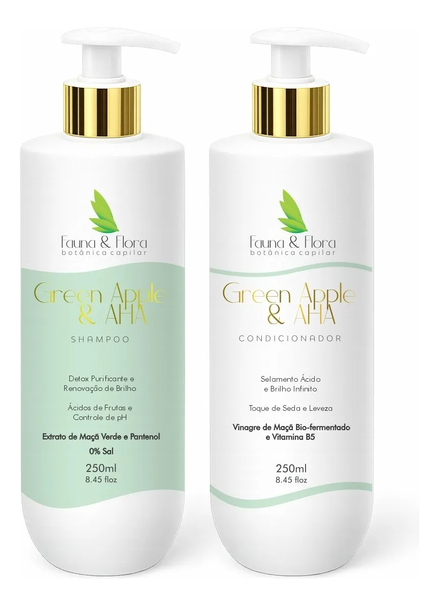 Frascos verdes da linha Green Apple & AHA